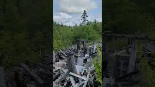 Remains of old silver mine in Silver Centre, now a ghost town in Temiskaming District, Ontario