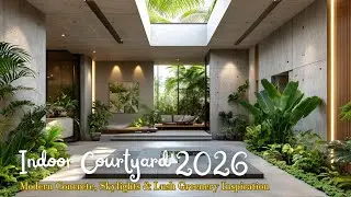 Indoor Courtyard Design Ideas 2026 Modern Concrete, Skylights & Lush Greenery Inspiration
