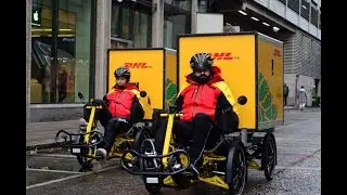 DHL Express in City Hub Nordstan using Velove electric cargo bikes