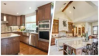 75 Kitchen With Brown Cabinets And Beige Backsplash Design Ideas You'll Love 🟡