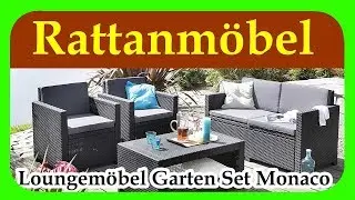 Loungemöbel Garten Set Monaco | guenstige Rattan Gartenmoebel für Terrasse, Garten und Balkon