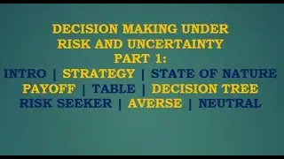 Decision Making under Risk and Uncertainty PART 1 | Introduction, Strategy, State of nature, Payoff