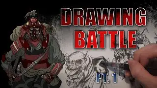 How to Draw With Brush pen and Ink (Samurai Inspired Scene) Drawing /Painting Time-lapse Demo