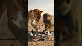 Will It Press the Trap?lioness🦁 and baboon🐒 meet Meat piece🥩 in the Desert  and Bear Trap⚠️