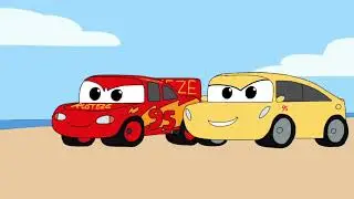 My Drawing of Lightning McQueen and Cruz Ramirez Racing on Fireball Beach