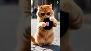 A fluffy orange cat wearing cool sunglasses and a gold chain.#cat #funnycute