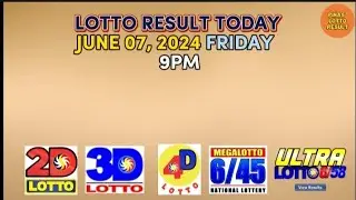 9pm Lotto Result JUNE 07, 2024 FRIDAY