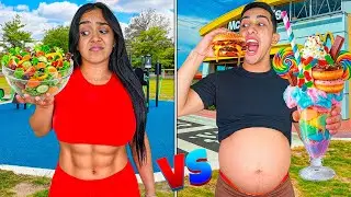 Eating the HEALTHIEST & UNHEALTHIEST Fast Food for 24 Hours!