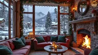 Tranquil Winter Jazz Ambience ❄️ Cozy Living Room & Fireplace Sounds for Study & Work