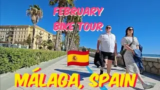 M&Aacute;LAGA, Spain en bici! 🚲 Bike city tour Ride to the beach прогулка на велосипеде пляж 8 febrero 2025