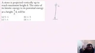A stone is projected vertically up to  reach maximum height h. The ratio of  its kinetic energy to i