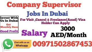 Company Supervisor With UAE License Holder Job In Dubai.Salary:3000 AED/Monthly.Contract Two Year.