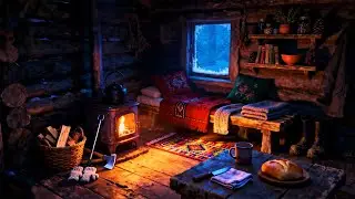 Я спасся от метели&hellip; Ночь в укромном зимнем домике 🌨️🔥 Потрескивание печи и глубокий сон