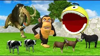 Giant lion Elephant the chase Monkey baby Temple Run   Monkey taking care of friends in the farm #1