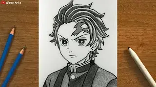 How to Draw Tanjiro Kamado (Demon Slayer) - Easy Anime Drawing Tutorial