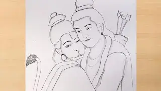 Lord Hanuman with lord Shree Rama pencildrawing@TaposhiartsAcademy