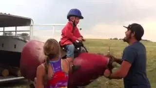 AJ's first bronc riding lesson