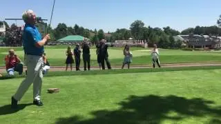 Golf legend Hale Irwin hits off the No. 4 tee box at The Broadmoor