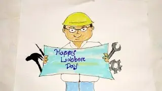 Happy Labour's day poster drawing