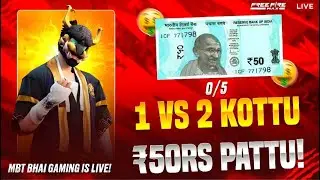 1VS2 KOTTU 0/5 50 PATTU🔥MBTBHAIGAMING IS LIVE    #TeluguGamingfreefire#MBTBHAIGAMING