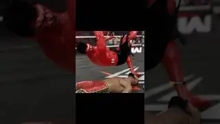 WWE2K25 Красный Халк проводит народный добивающий удар локтем по Монтезу Форду
