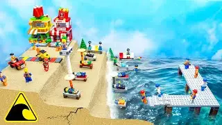 Volcano Eruption SINKING of the LEGO CITY | Tsunami Dam Breach Experiment
