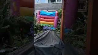 Getting wild on  the unicorn bounce castle 