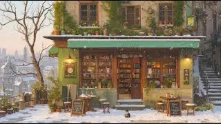 Cozy Snow Terrace Cafe ❄️ Calm Winter Morning Lofi for Relax & Read
