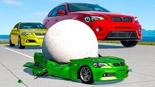 Small & Giant Car vs 1000 Ton Ball in BeamNG.Drive