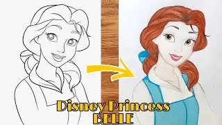 How to draw Disney Princess Belle | How to draw belle from beauty and the beast - gbiarts