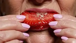 AI or Real? Glass Strawberry Slice VS Bite | Pure ASMR, No Music | 4k Video