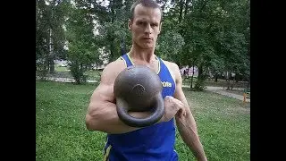 Рывок гири 32 кг. Спринт. 3 мин. - 87 раз.Snatch gira (kettlebell) 32 kg. in 3 min. - 87 reps.