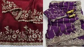 ✨ Beautiful Fandy Chiffon Silk Saree | Sequence Embroidery Work | New Designer Saree Collection2025