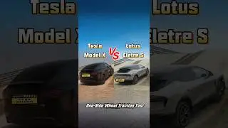 Tesla Model X VS Lotus Eletre S Pothole Test #suv #tesla #lotus