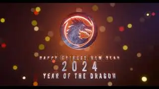 Motion steel dragon emblem on a background. Asia zodiac symbol 2024 of Chinese New Year. 3D render.