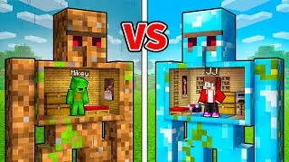 JJ and Mikey: POOR vs RICH Base Inside Golem Battle in Minecraft - Maizen
