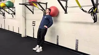 Supine Wall Swiss Ball Neck Bridge