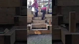 Sleeper steps part 2#gardening #diy #landscaping #fyp #shorts #wood #makita