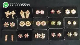 Red stone, green stone, Black stone, purple color stone, Fancy stone stud collections available. #