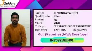 CONGRATULATIONS  K .VENKATA GOPI PLACED AS JAVA DEVELOPER