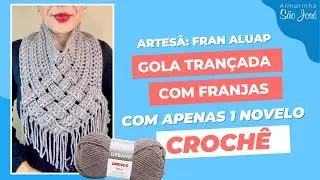 Gola Tran&ccedil;ada com Franjas em Croch&ecirc; com Apenas 1 Novelo Fio Urbano