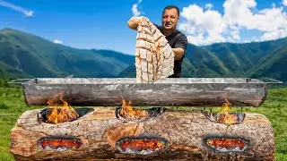 Pește Uriaș Prăjit în Natură pe Butuc – Gust Adevărat de Sat