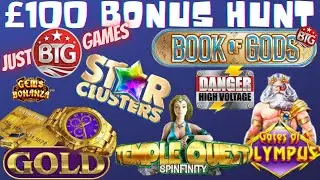 &pound;100 v BTG LOW STAKE BONUS HUNT & SLOT SESSION : 5 Bonuses DHV, Gold + Gates Of Olympus Mega Hit
