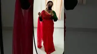 Chiffon Red mirror work saree ❤️Saree- 5.5 mBlouse Soft silk butta green color- 80 cm Limited stock