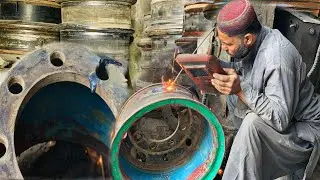 How to Repair Truck Tire Broken Rim Plate | Rim Welding of Truck in Pakistan .