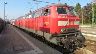 Germany: DB Railways Class 218 'Rabbits' leave Memmingen on a passenger service to Oberstdorf