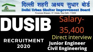 DUSIB RECRUITMENT 2020 For Site Engineers| Junior Engineer | Latest Civil Engineering Job