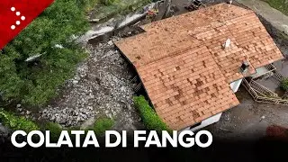 Maltempo nel comasco: colata di fango e detriti travolge alcune case a Caslino d'Erba