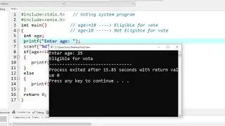 Program to Check Person is Eligible for Vote or Not hindi