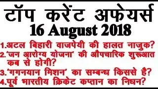 TOP CURRENT GK 2018 / पूरे साल के महत्वपूर्ण CURRENT AFFAIRS GK -- ALL EXAM 2018